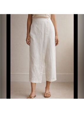 Stella Carakasi White Hemp Wrap-Front Ankle Pants